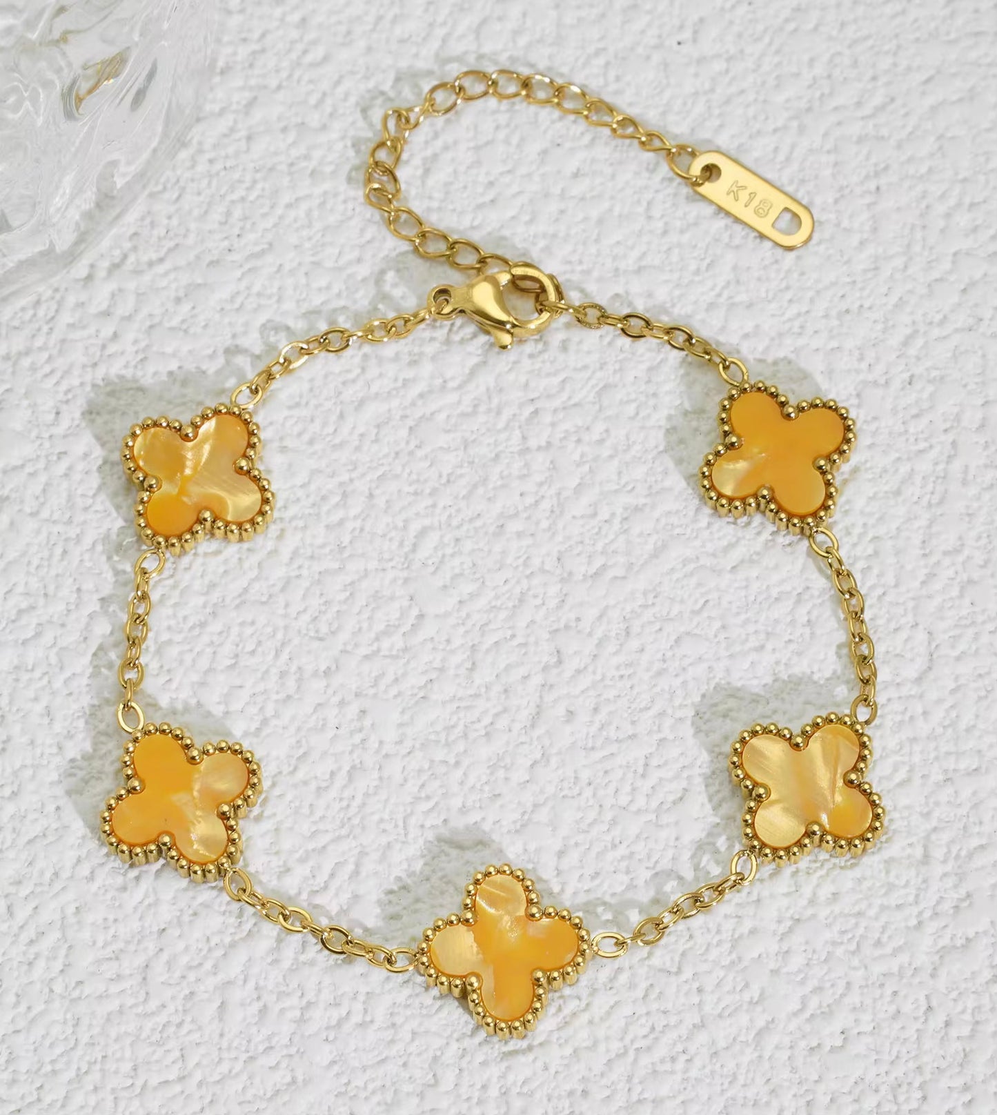 Gouden Clover Armband | 18K Verguld Goud