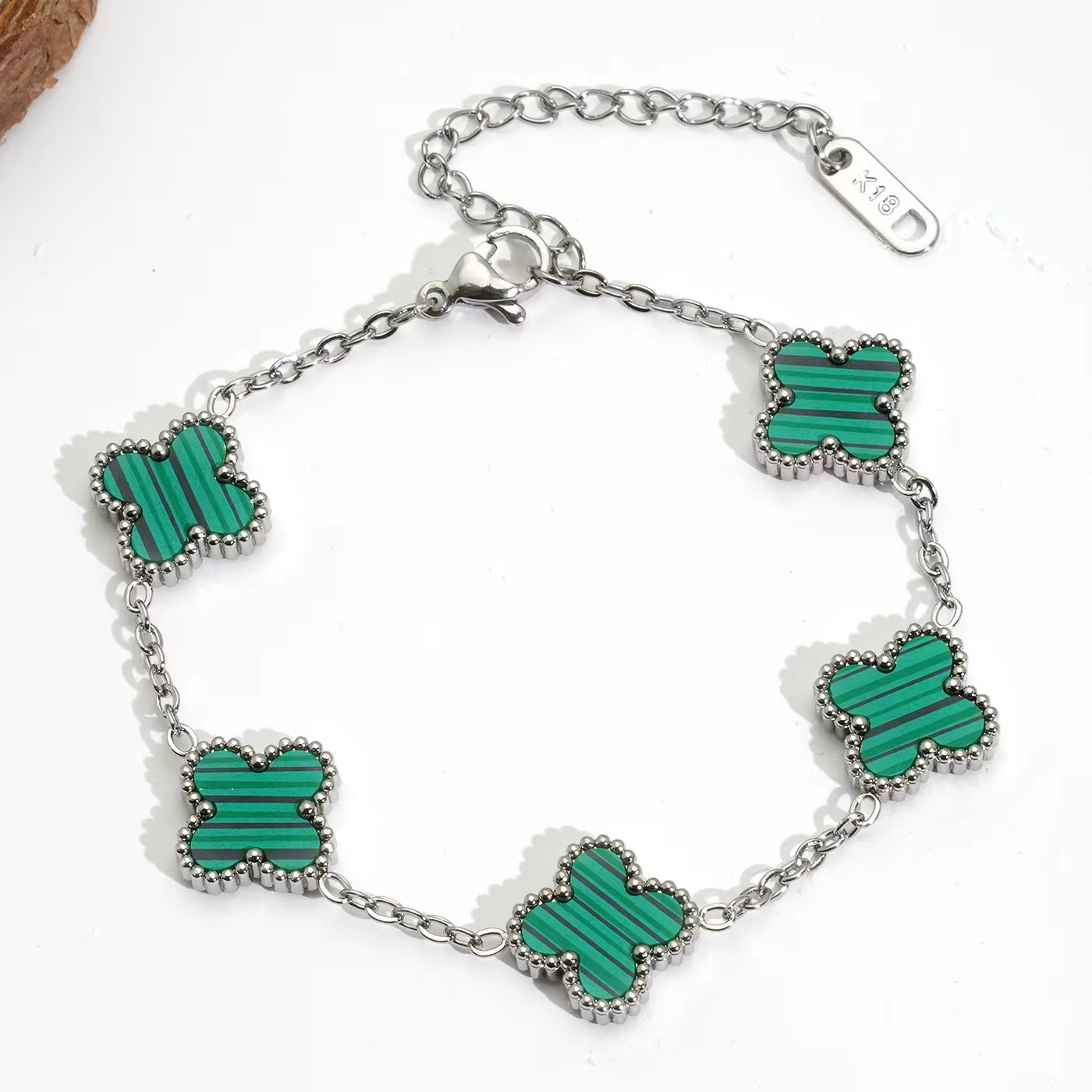 Emerald Clover Armband | 18K Verguld Goud