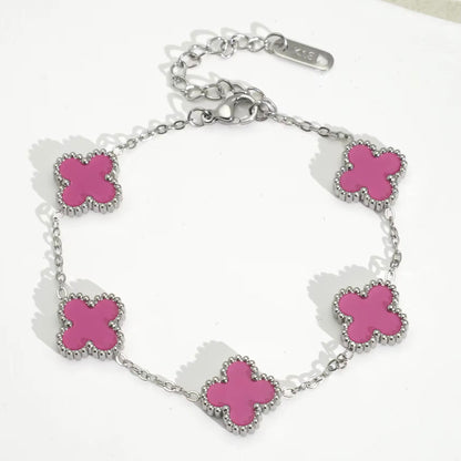 Roze Clover Armband | 18K Verguld Goud