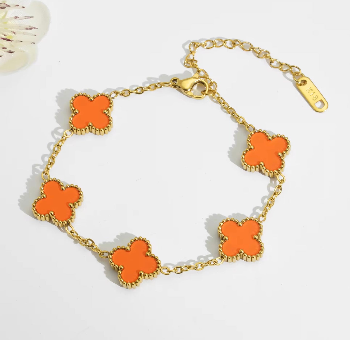 Oranje Clover Armband | 18K Verguld Goud