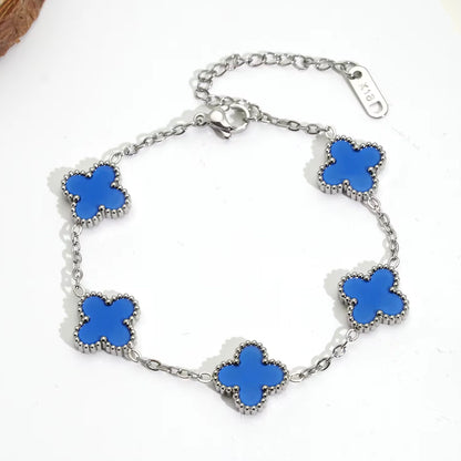 Blauwe Clover Armband | 18K Verguld Goud