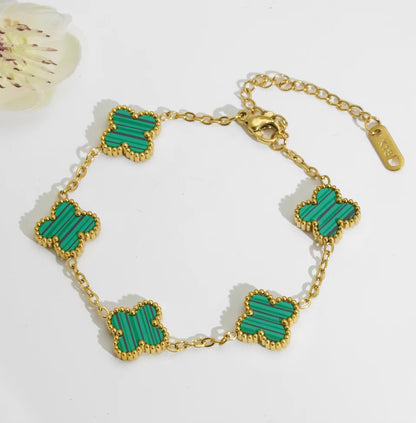 Emerald Clover Armband | 18K Verguld Goud