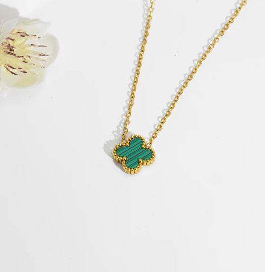 Groen Single Clover Ketting 18K