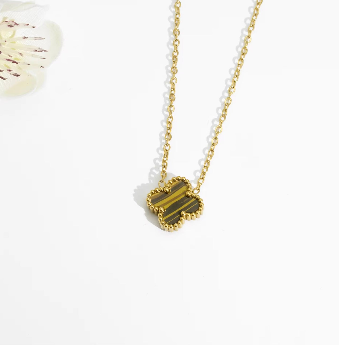 Tijger Single Clover Ketting 18K