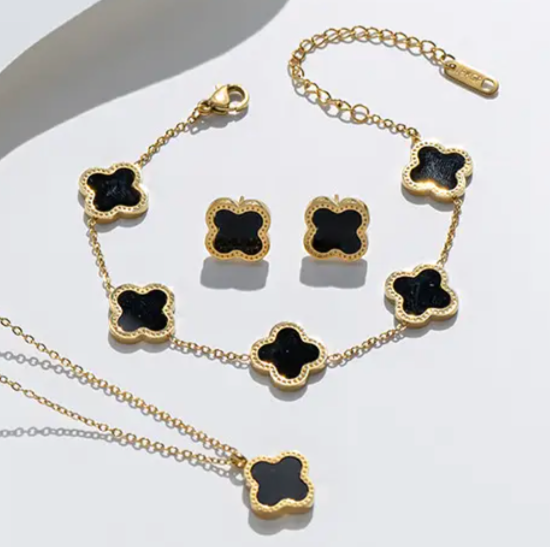 Clover set 18K Verguld Goud